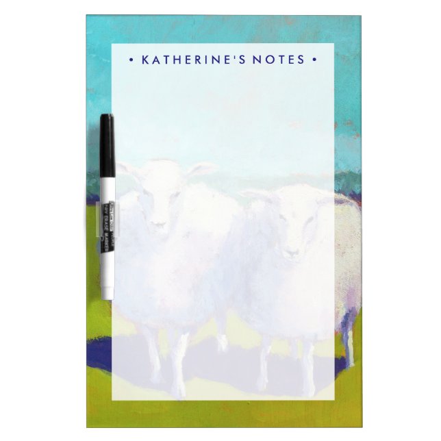 Add Your Name | Two Sheep In Field Dry-Erase Board (Front)