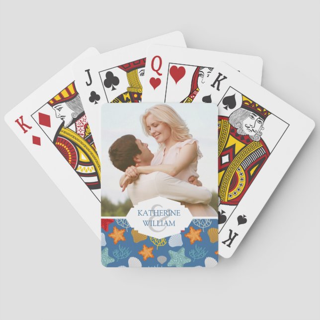 Add Your Name | Underwater Life Pattern Poker Cards (Back)