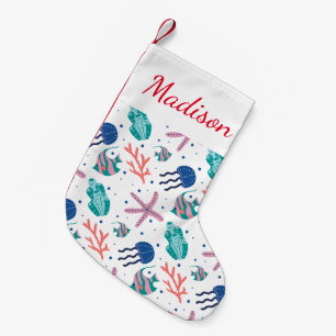 Add Your Name Underwater Sea Small Christmas Stocking