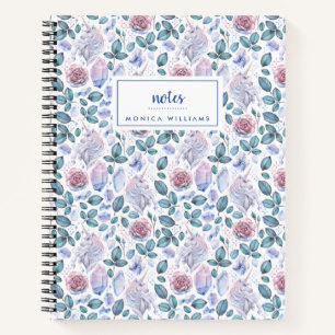 Add Your Name Unicorn Crystals & Roses Notebook