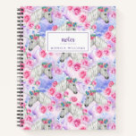 Add Your Name | Unicorns &amp; Roses Pattern Notebook