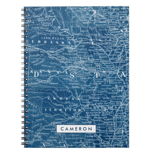 Add Your Name | US Map Blueprint Notebook (Front)
