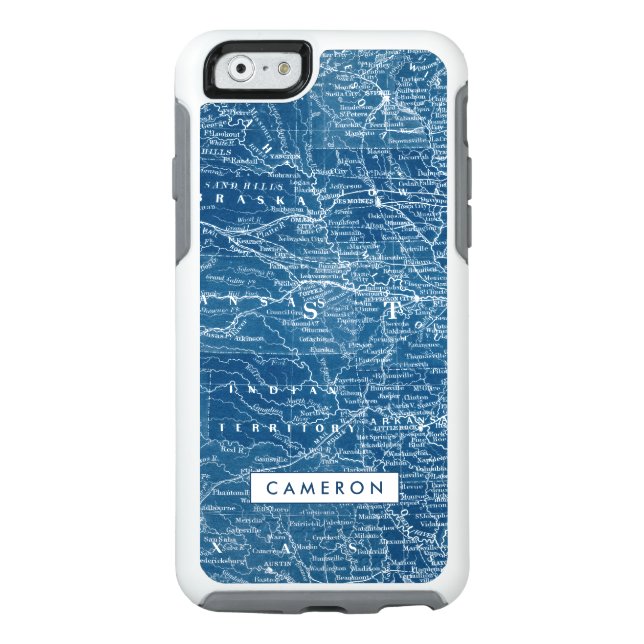 Add Your Name | US Map Blueprint Otterbox iPhone Case (Back)