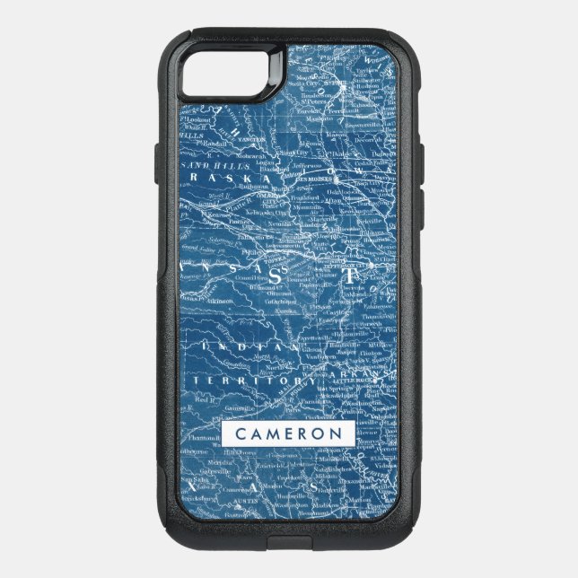 Add Your Name | US Map Blueprint Otterbox iPhone Case (Back)