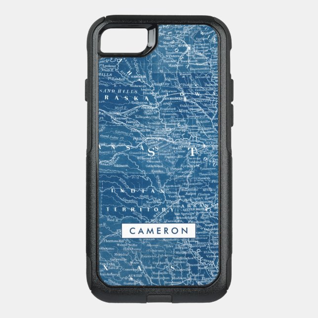 Add Your Name | US Map Blueprint Otterbox iPhone Case (Back)