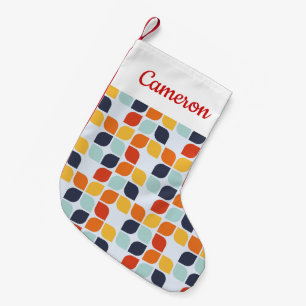 Add Your Name Vintage Geometric Pattern Small Christmas Stocking
