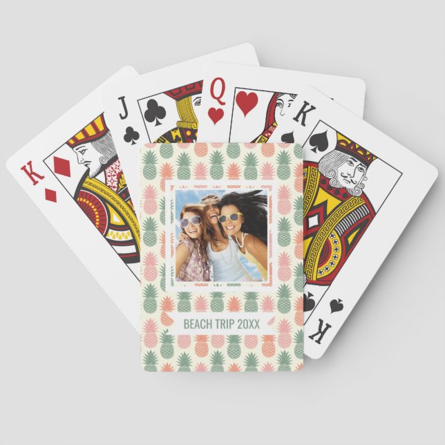 Add Your Name | Vintage Pineapple Pattern Poker Cards (Back)
