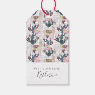 Add Your Name   Watercolor Cactus Pattern Gift Tags