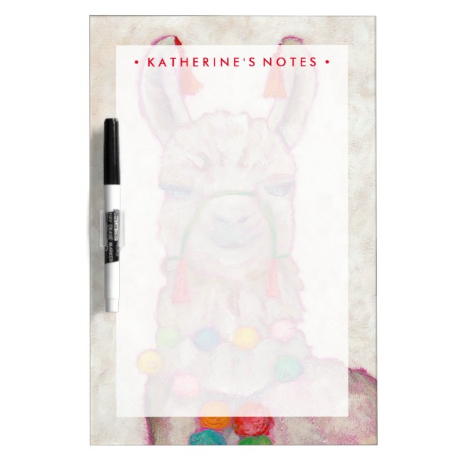 Add Your Name | Watercolor Festival Llama Dry-Erase Board (Front)