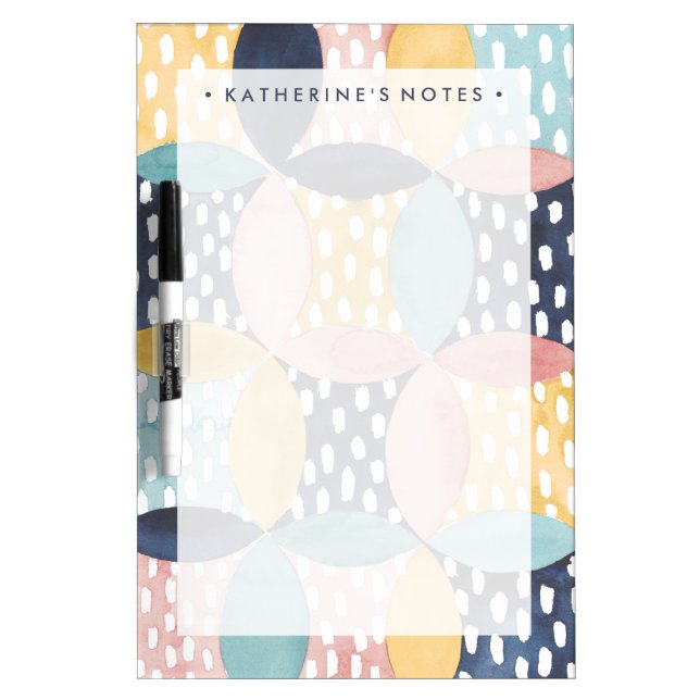 Add Your Name | Watercolor Geometric Circles Dry-Erase Board (Front)