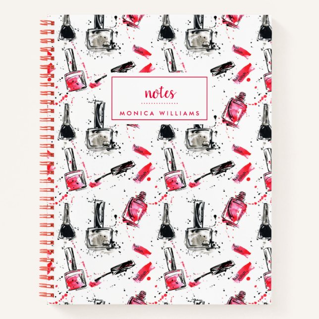 Add Your Name | Watercolor Nail Polish Pattern Notebook (Front)