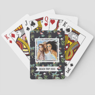 Add Your Name Watercolor Palm Pattern Poker Cards