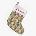 Add Your Name | Watercolor Peruvian Woman &amp; Llama Small Christmas Stocking