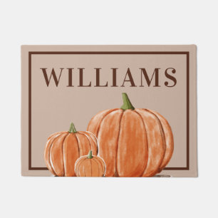 Add Your Name Watercolor Pumpkins Doormat