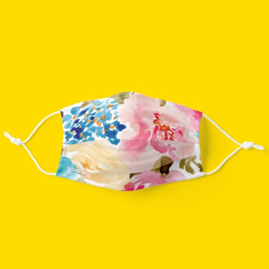 Add Your Name Watercolor Spring Floral Foliage Cloth Face Mask