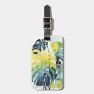 Add Your Name Watercolor Sunset Palm Tree Leaves Luggage Tag