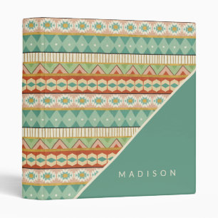 Add Your Name Watercolor Tribal Pattern 3 Ring Binder