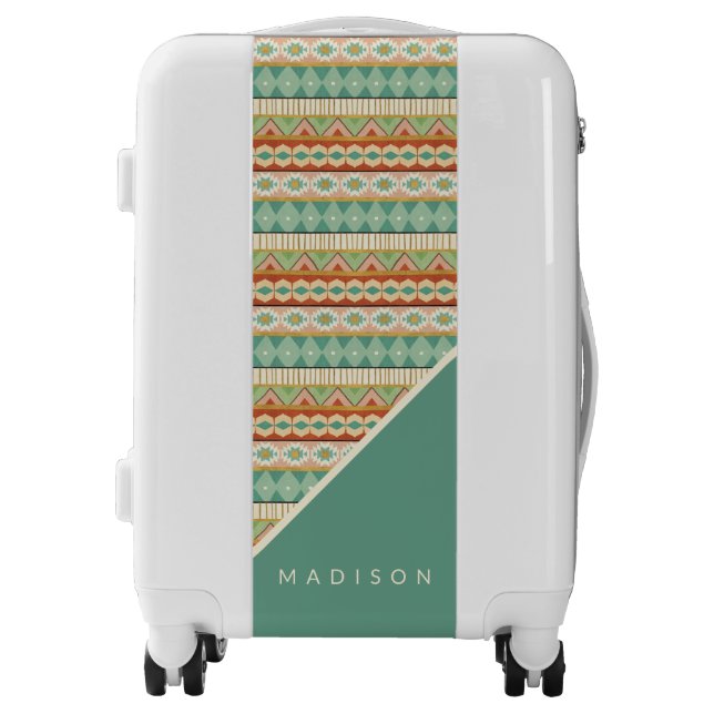 Add Your Name | Watercolor Tribal Pattern Luggage (Front)