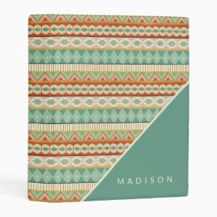 Add Your Name   Watercolor Tribal Pattern Mini Binder