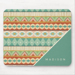 Add Your Name Watercolor Tribal Pattern Mouse Pad