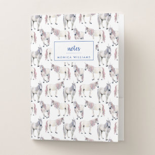 Add Your Name Watercolor Unicorn Fairy Tale Pocket Folder