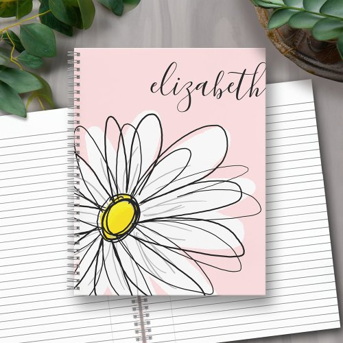 Add Your Name Whimsical Daisy CAN edit color Notebook