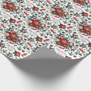 Add Your Name   White Holly Berry Winter Holidays Wrapping Paper