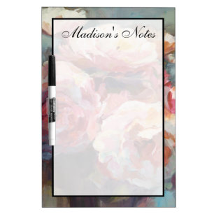 Add Your Name Wild Pink Roses Dry Erase Board