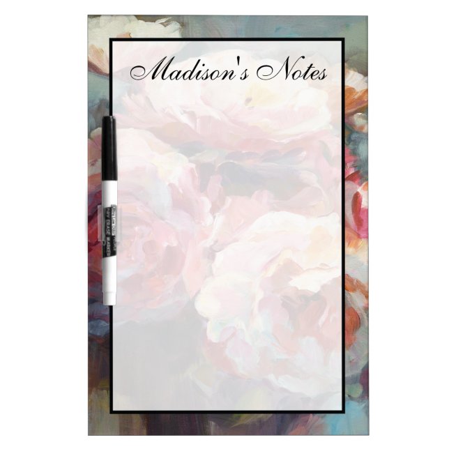 Add Your Name | Wild Pink Roses Dry Erase Board (Front)