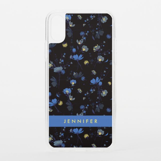 Add Your Name | Wind Blown Floral Pattern Uncommon iPhone Case (Back)