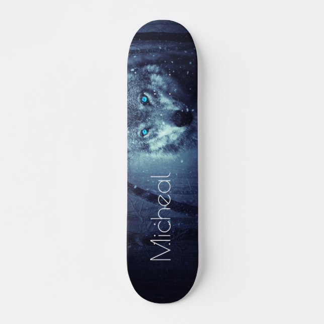ADD YOUR NAME/Wolf in the snow skateboard (Front)