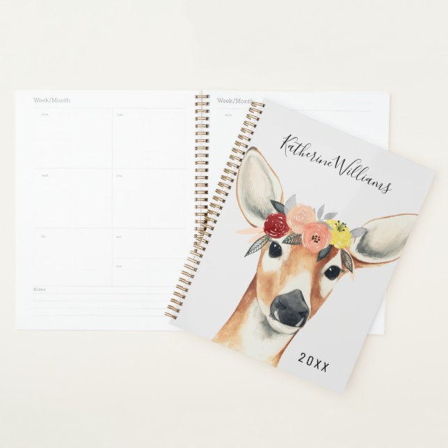 Add Your Name & Year | Flower Crown Forester Deer Planner (Display)