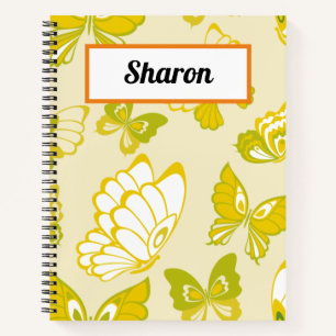 Add Your Name Yellow Butterfly Pattern Notebook