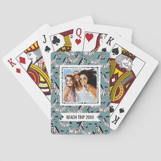 Add Your Name | Zebra Pattern Poker Cards (Back)