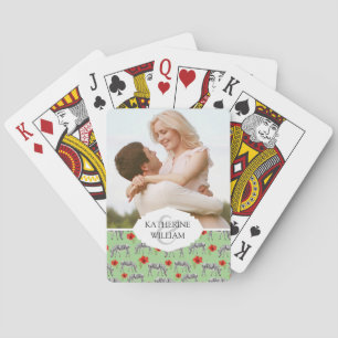 Add Your Name Zebras Among Hibiscus Flowers Poker Cards
