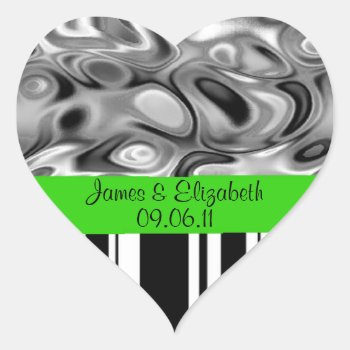 Add Your Names And Date Green Marriage Stickers by E_MotionStudio at Zazzle