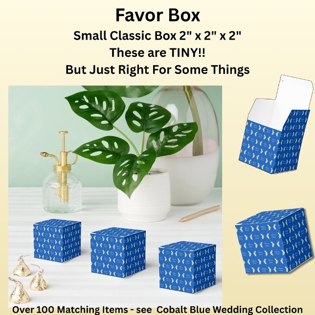 Add Your Names Cobalt Blue & White Roses Favor Boxes (Creator Uploaded)