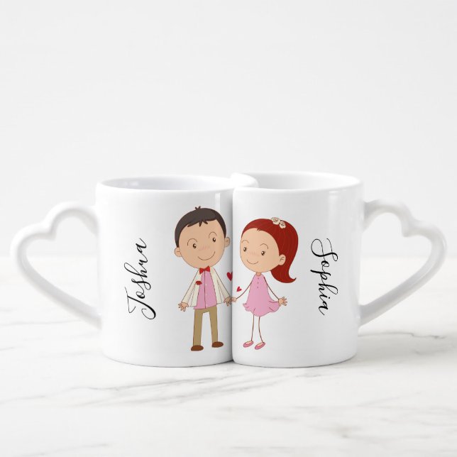 Add Your Names Lovely Wedding Anniversary Couple Coffee Mug Set (Front Nesting)