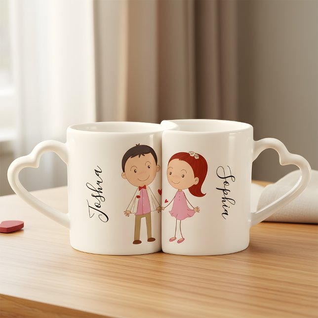 Add Your Names Lovely Wedding Anniversary Couple Coffee Mug Set (Creator Uploaded)