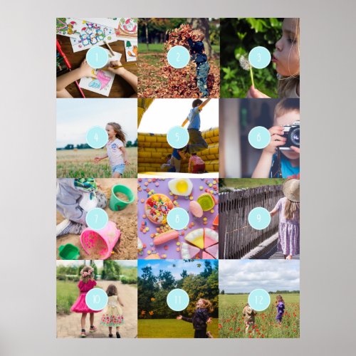 Add your own 12 Photos Customisable Poster