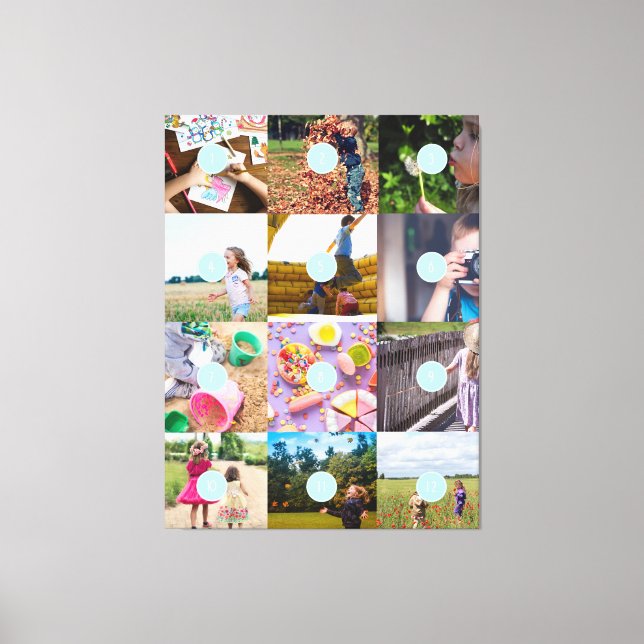 Add your own 12 Photos Customizable Card Photo Pri Canvas Print (Front)