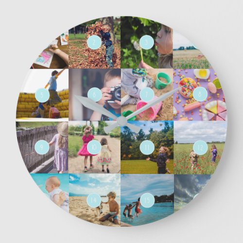 Add your own 16 Photo Customizable Collage Clock