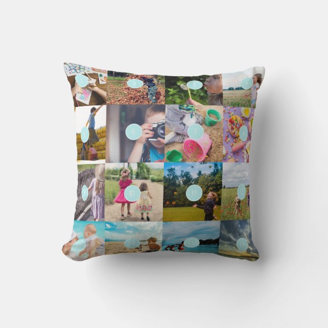 Add your own 16 Photo Customizable Collage Cushion (Front)