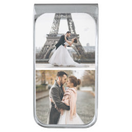 Add Your Own - 2 Photo Gallery Personalized Silver Finish Money Clip