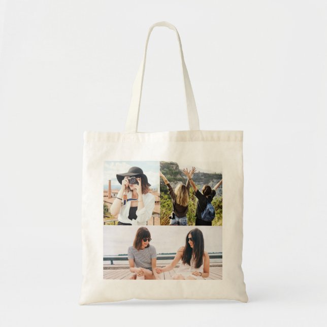 Add Your Own 3 Photo Collage Tote Bag (Front)