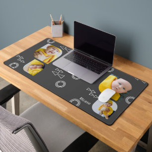 Add Your Own 4 Photographs and Text Personalized Desk Mat