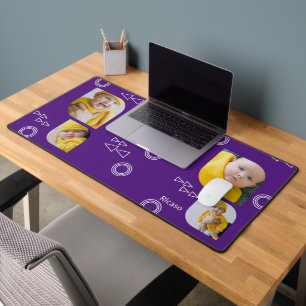 Add Your Own 4 Photographs and Text Personalized Desk Mat