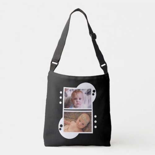 Add your own 4 photos black and white crossbody bag