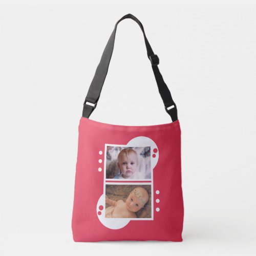 Add your own 4 photos red and white crossbody bag