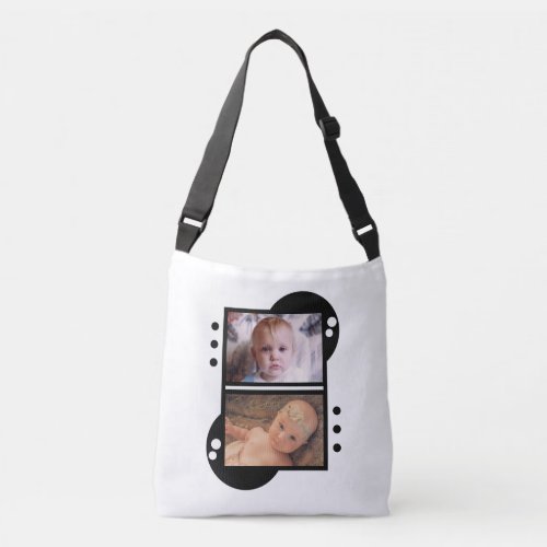 Add your own 4 photos white and black crossbody bag